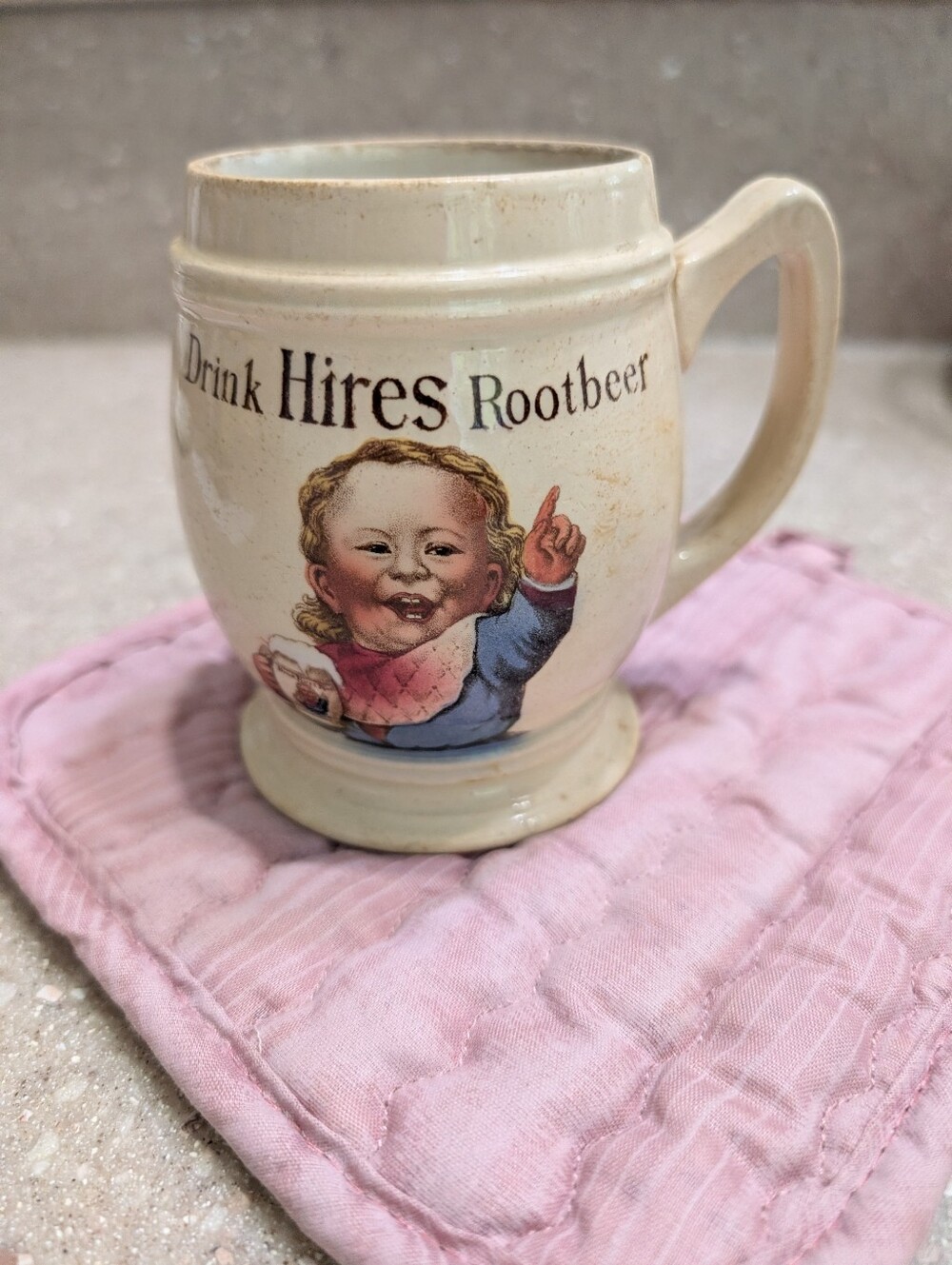 Hires Rootbeer Advertising Ceramic Mug - Cream with Multicolor Graphic